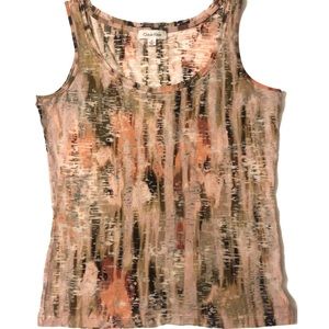 Calvin Klein soft burnout semi sheer coral cream orange tank M